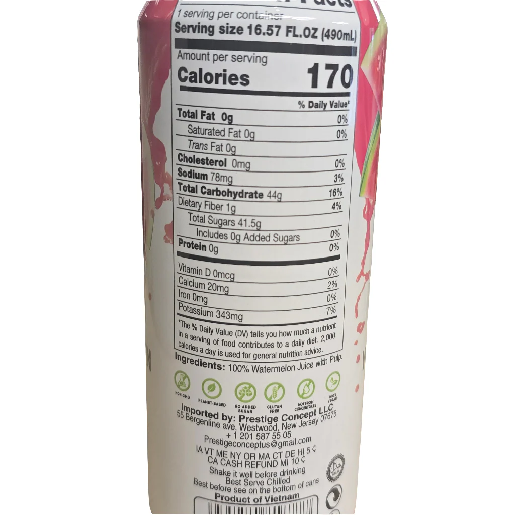 American Drop 100%  Watermellon Juice with pulp 490 ml - Image 2