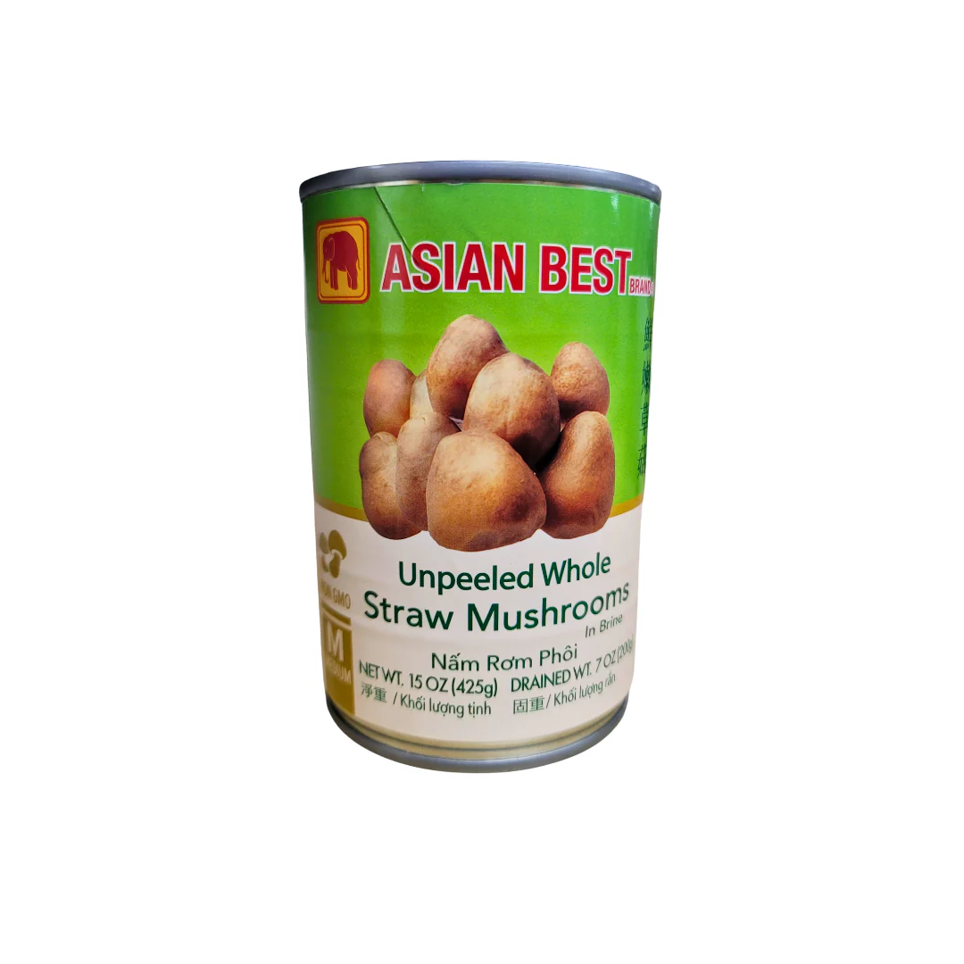 # Asian Best Whole Straw Mushroom Unpeeled in Brine 15 oz