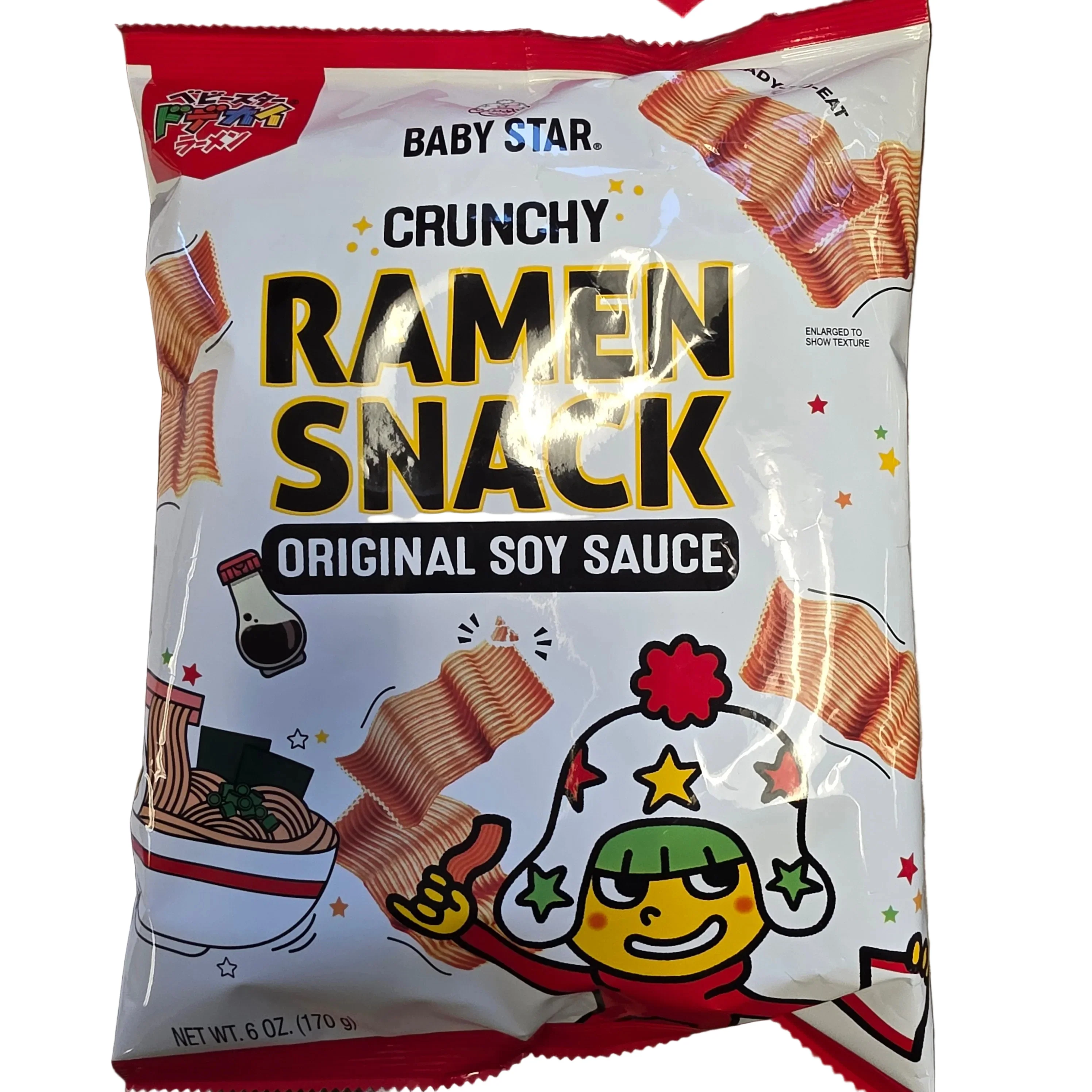 Baby Star Crunchy Ramen Snack Original Soy Sauce (Wide) 6oz (170g)