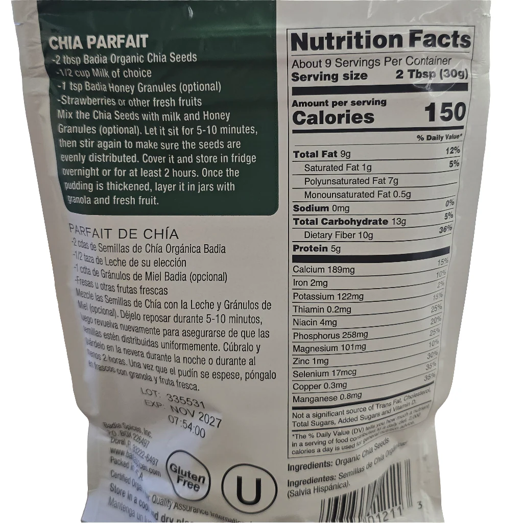 Badia Organic Chia Seed 9 Oz - Image 2