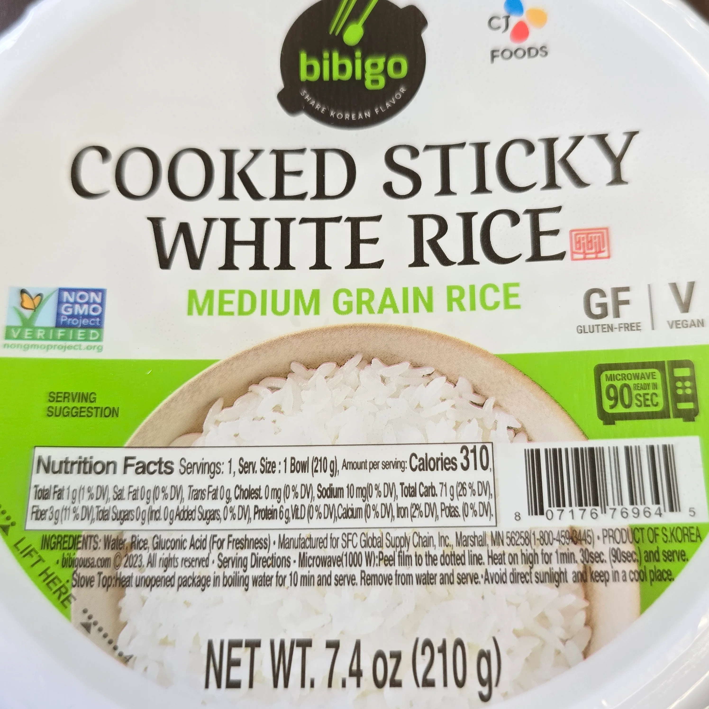 Bibigo Cooked Sticky White Rice 210 g (7.4 Oz) - Image 2