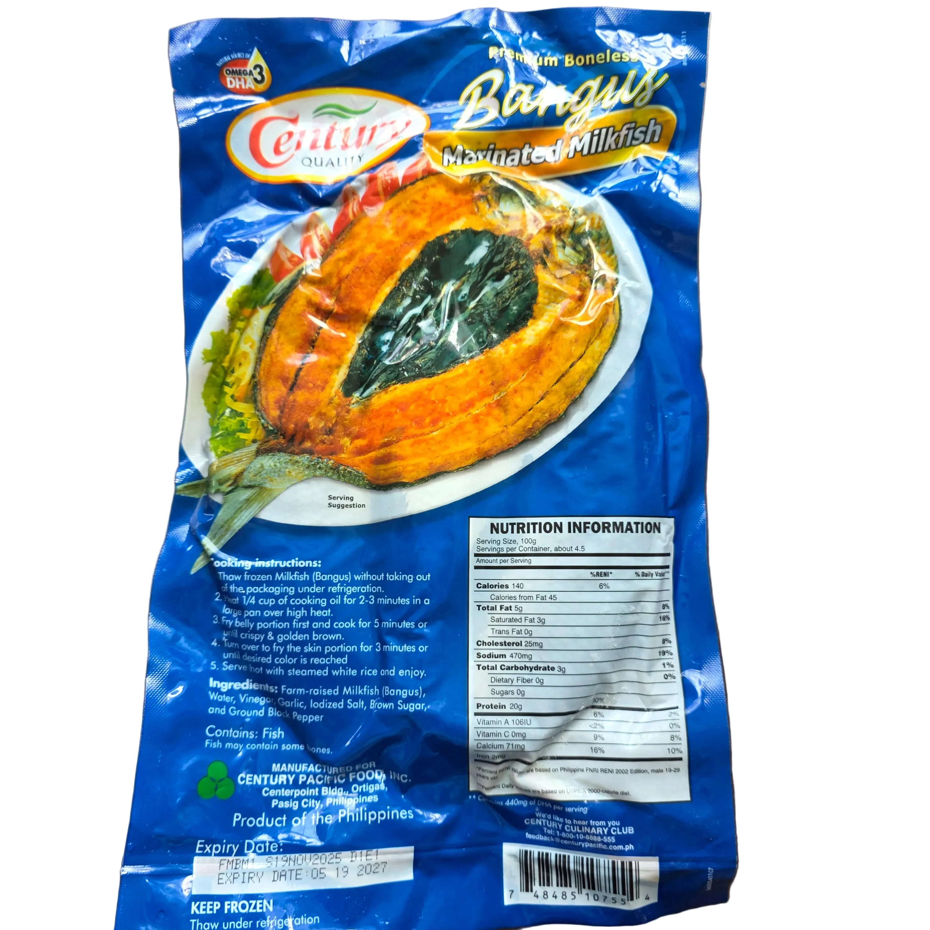 Century Premium Boneless Bangus Marinated Milkfish Frozen 600g - Image 2