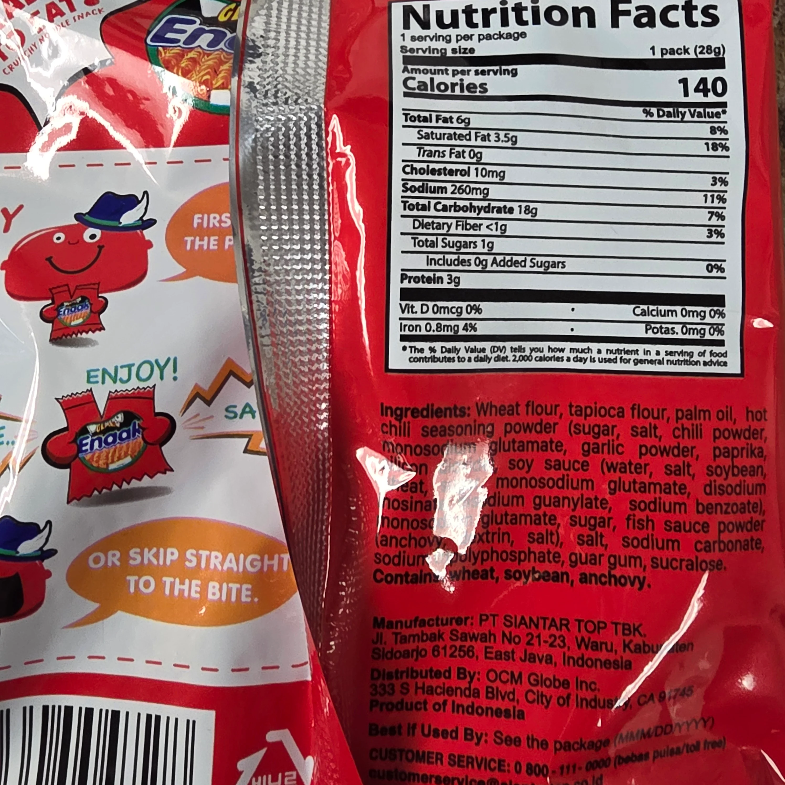 Gemez Enaak Mie Snack Crunchy Noodle Chili  Flavor 30 g - Image 2