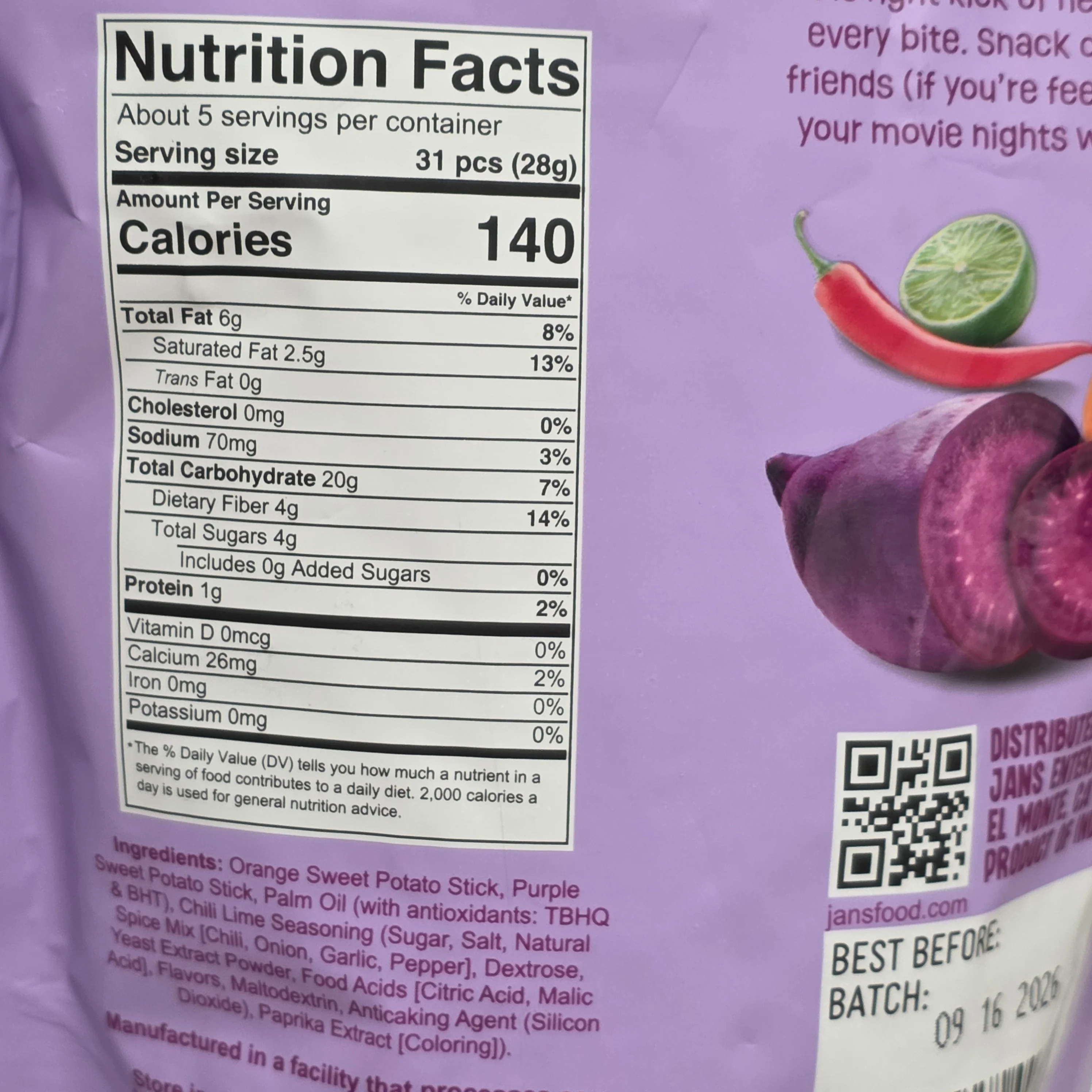 Jans Sweet Potato Stixx Sweet N Spicy 5.29 oz - Image 2