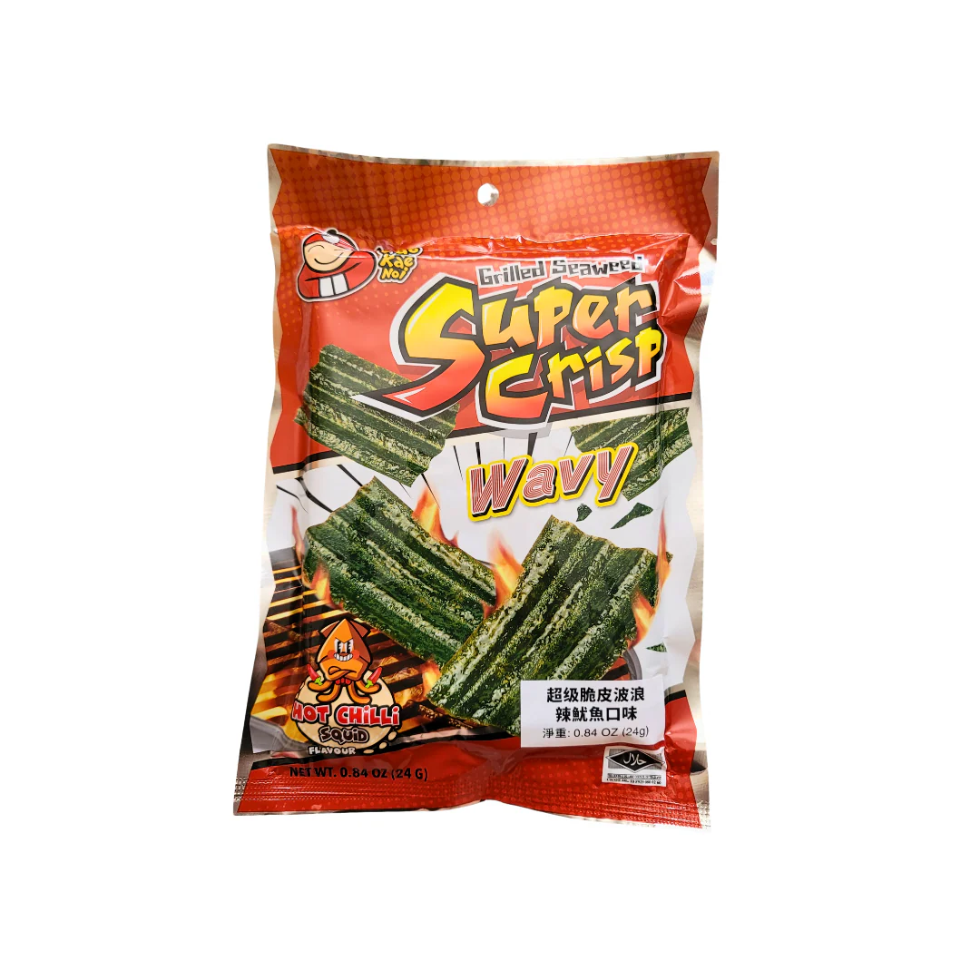Taokaenoi Grilled Seaweed Super Crispy Wavy Hot Chili Squid Flavor 24 g