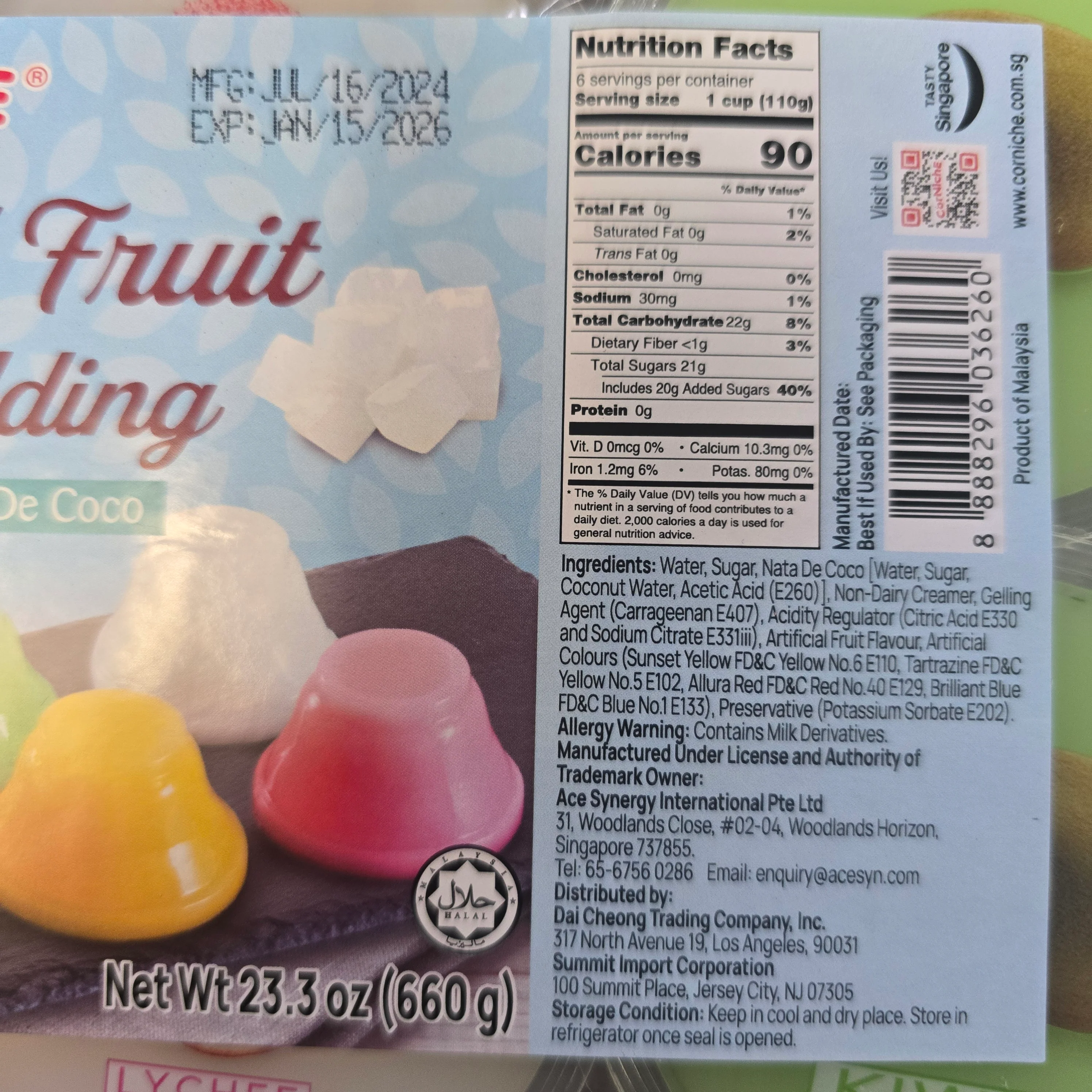 Corniche Mixed  Fruit Flavor Pudding 6 pcs Mango Lychee Kiwi - Image 2