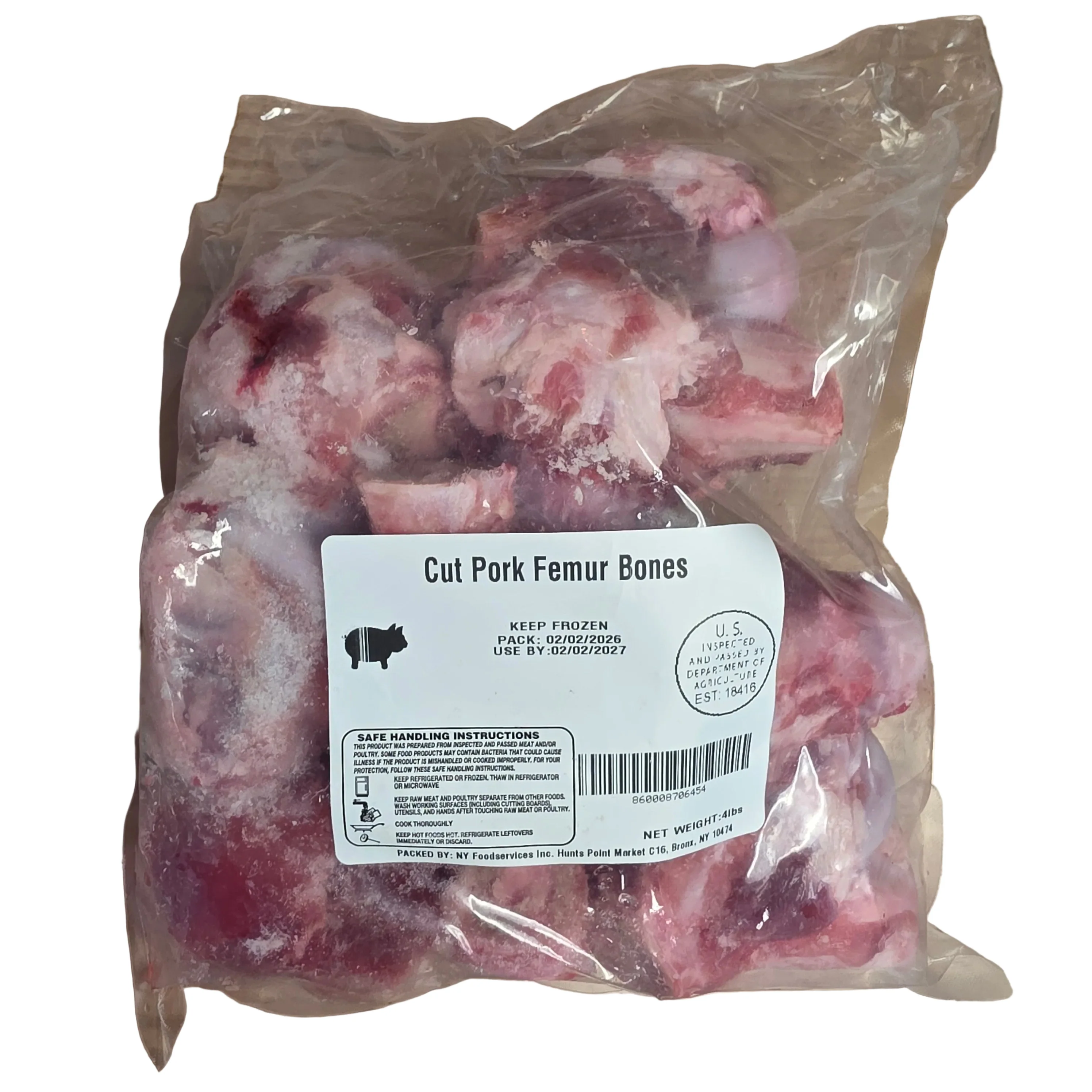 Cut Pork Femur Bones Frozen 4Lbs