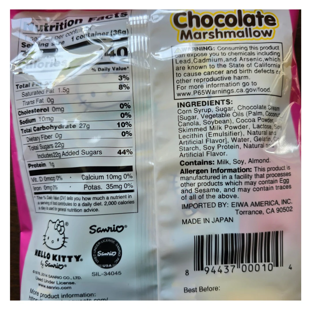 Hello Kitty Chocolate Filled Marshmallow 1.3 Oz - Image 2