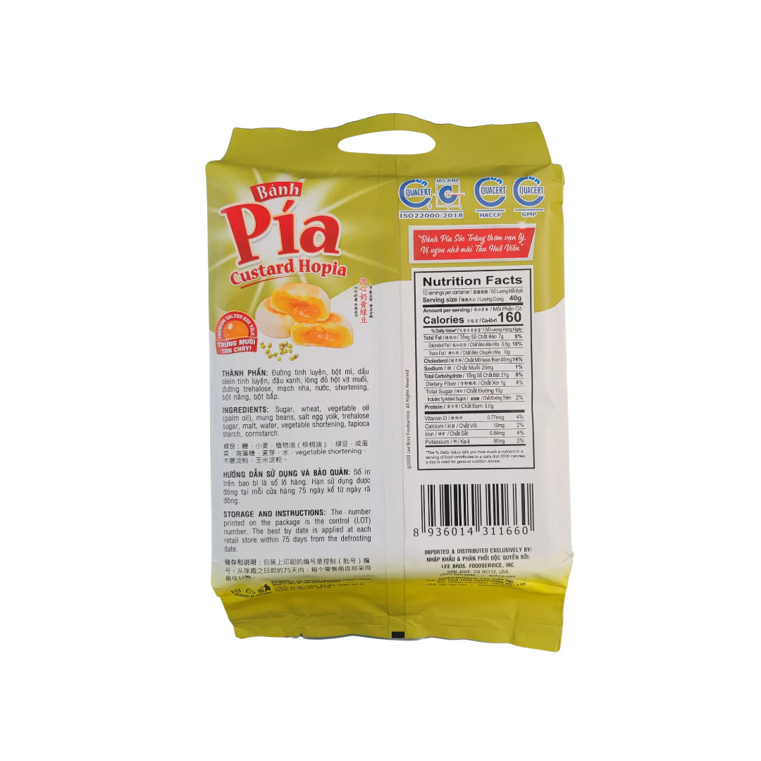 Hopia Cake Banh Pia Lava Custard Mungbean  12 Counts (480 g) - Image 2