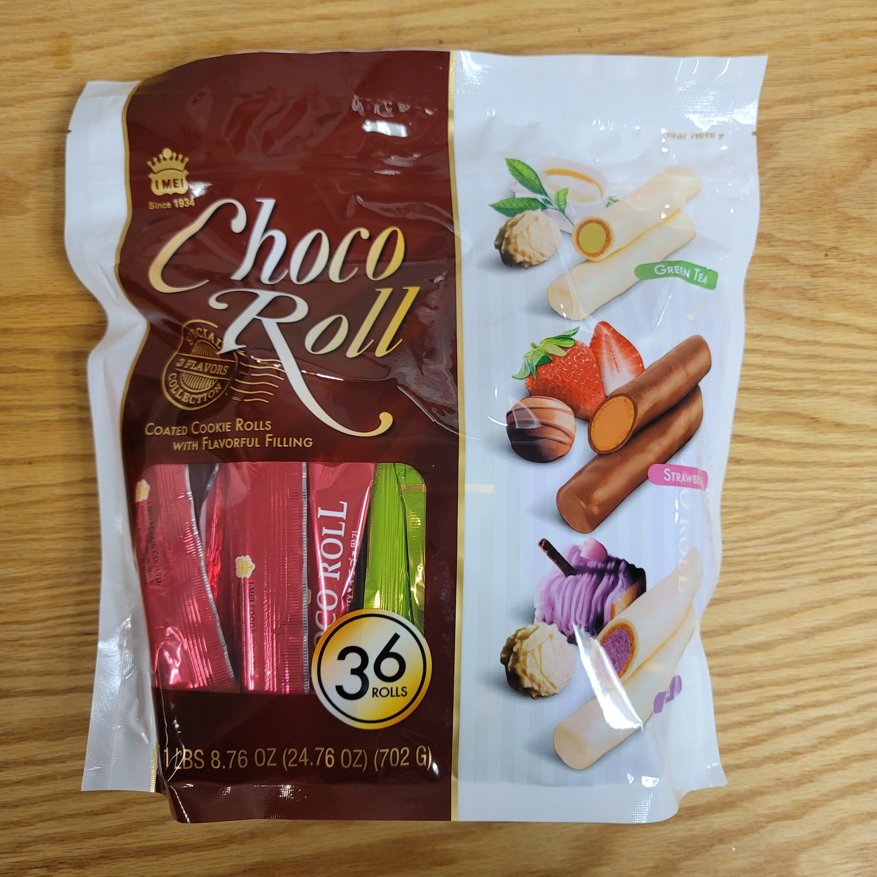 Imei Choco Roll Coated Cookie Roll 36 pcs Net.Wt 1 lbs