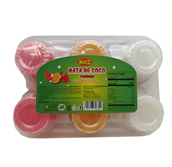 Inaco Nata De Coco  Mixed Flavor Pudding (6 x 25.4 Oz) (Lychee-Mango-Strawberry) - Image 2