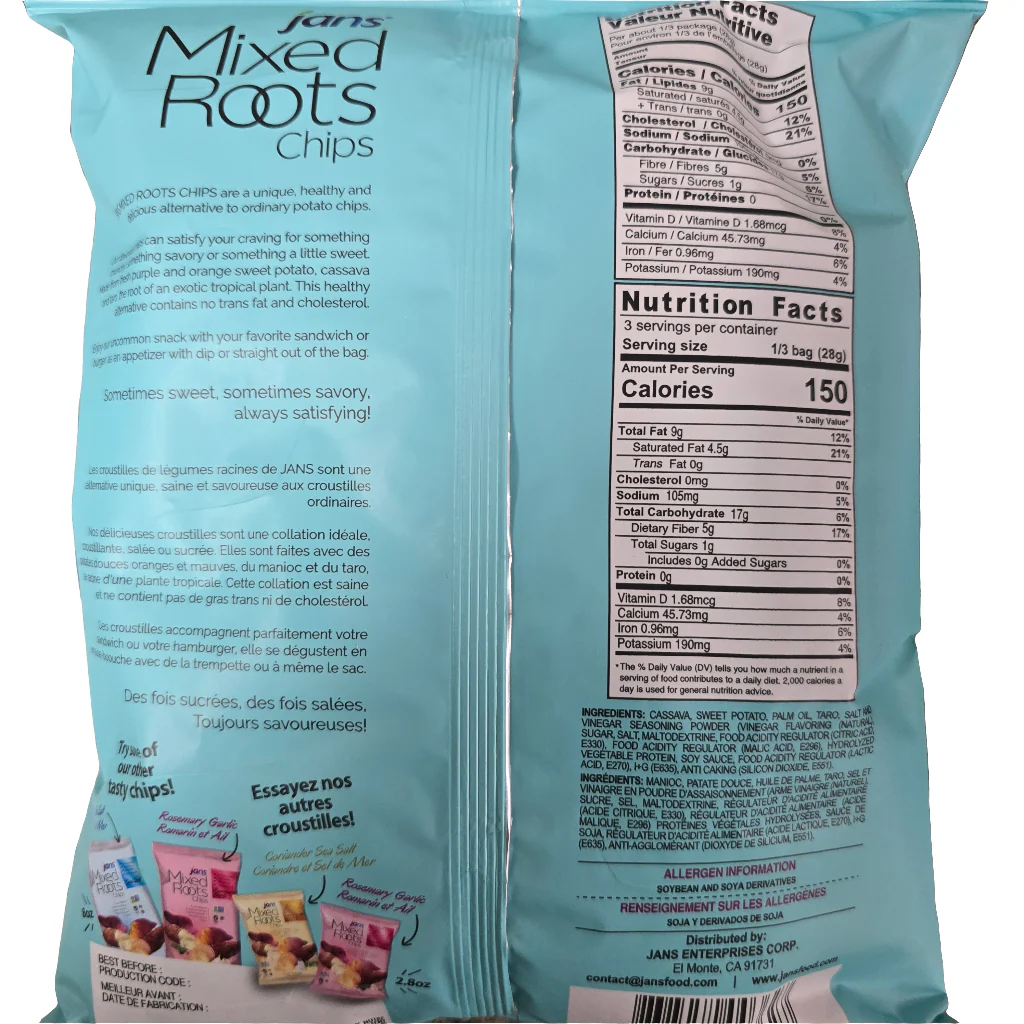 Jans Mixed Roots Chips Salt & Vinegar 2.8 oz - Image 2