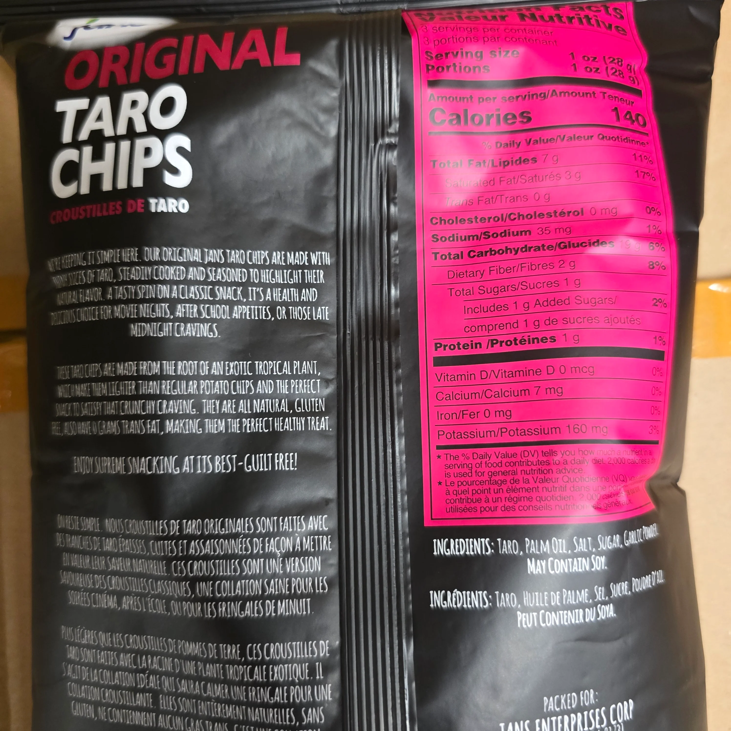 Jans Taro Chips 3 oz - Image 2