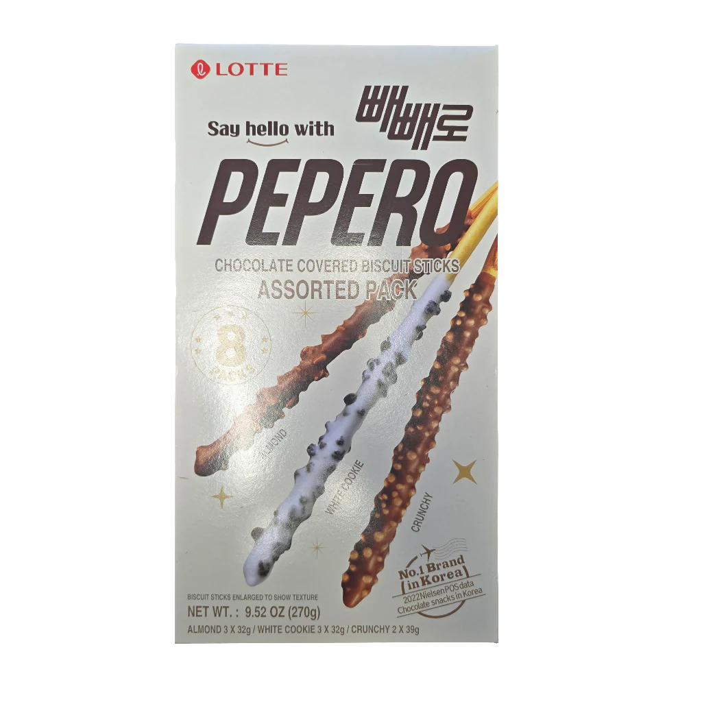 Lotte Pepero Chocolate Covered Biscuit Sticks Assorted Pack (8 packs)