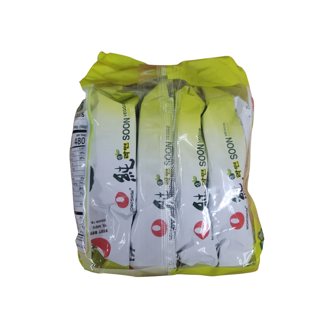 Nongshim Soon Veggie Savory Vegan Ramyun Ramen Noodle Soup (4x3.95oz) - Image 2