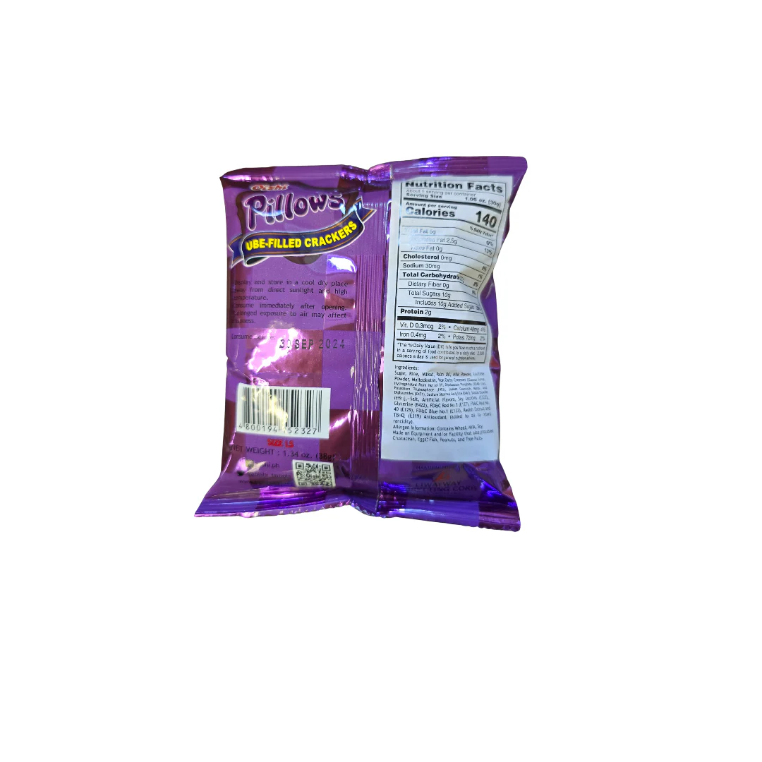 Oishi Pillows Ube Filled Crackers 1.34 Oz (38 g) - Image 2