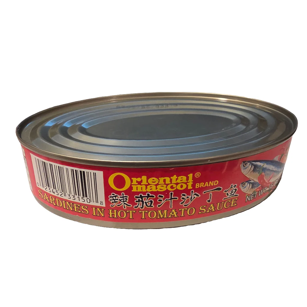 Oriental Mascot Sardines in Hot Tomato Sauce 15 oz (Oval)
