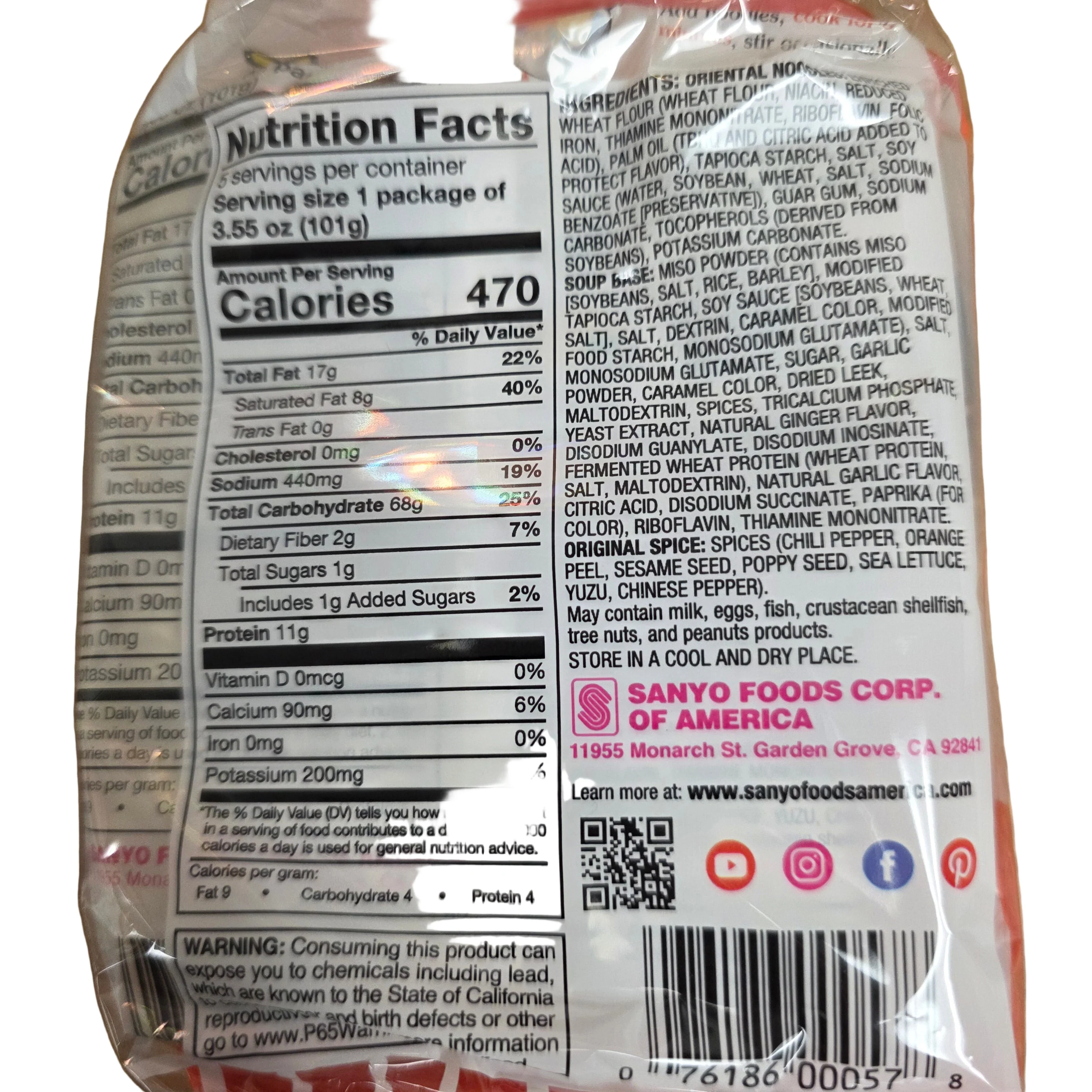 Sapporo Ichiban Miso Ramen (5x3.5 Oz) 505 g - Image 2