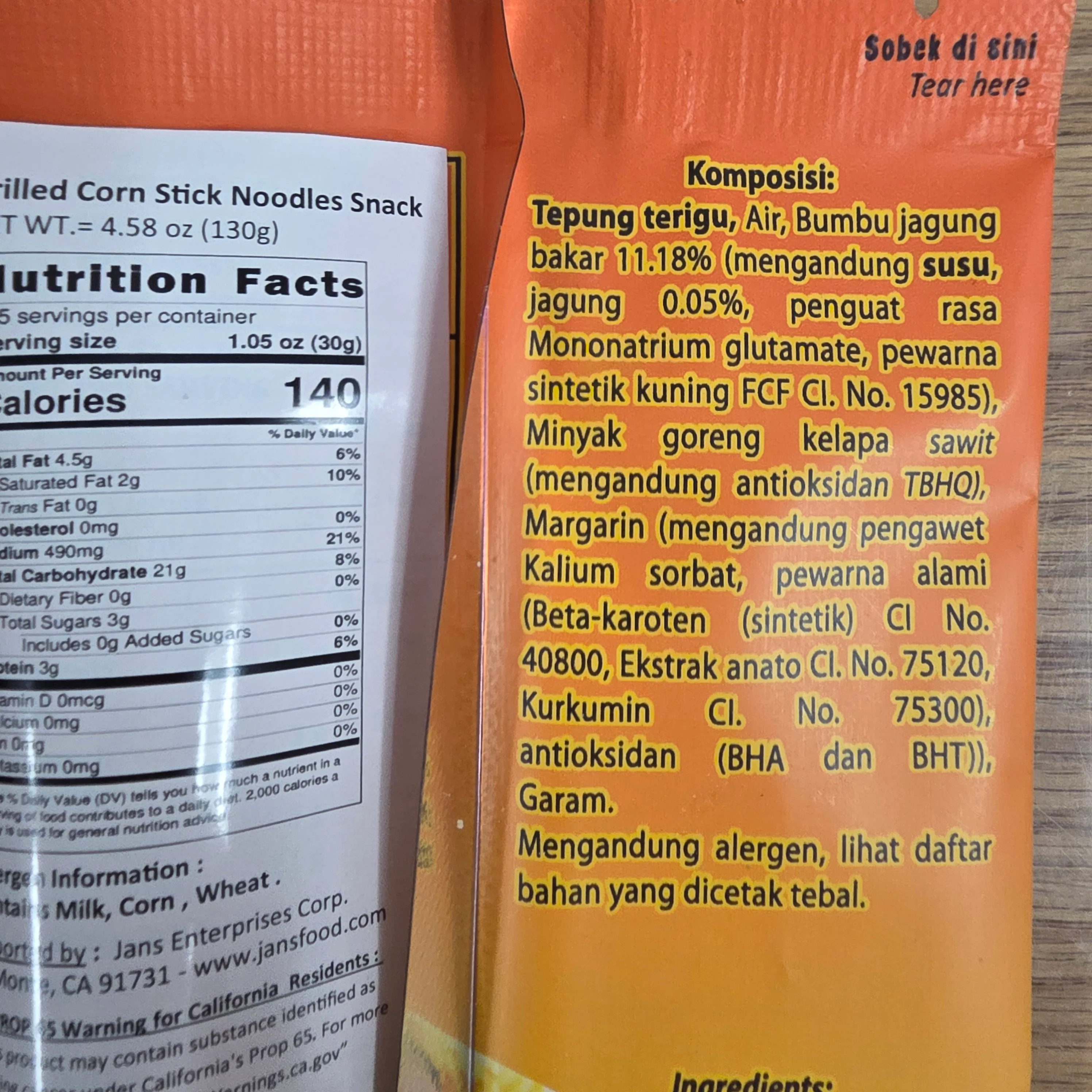 Si Umang Mie Lidi Jagung Bakar 130 g - Image 3