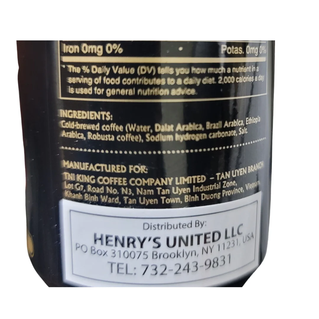 TNI King Coffee Cold Brew Black Coffee 8.04  Fl Oz (238 ml) - Image 3