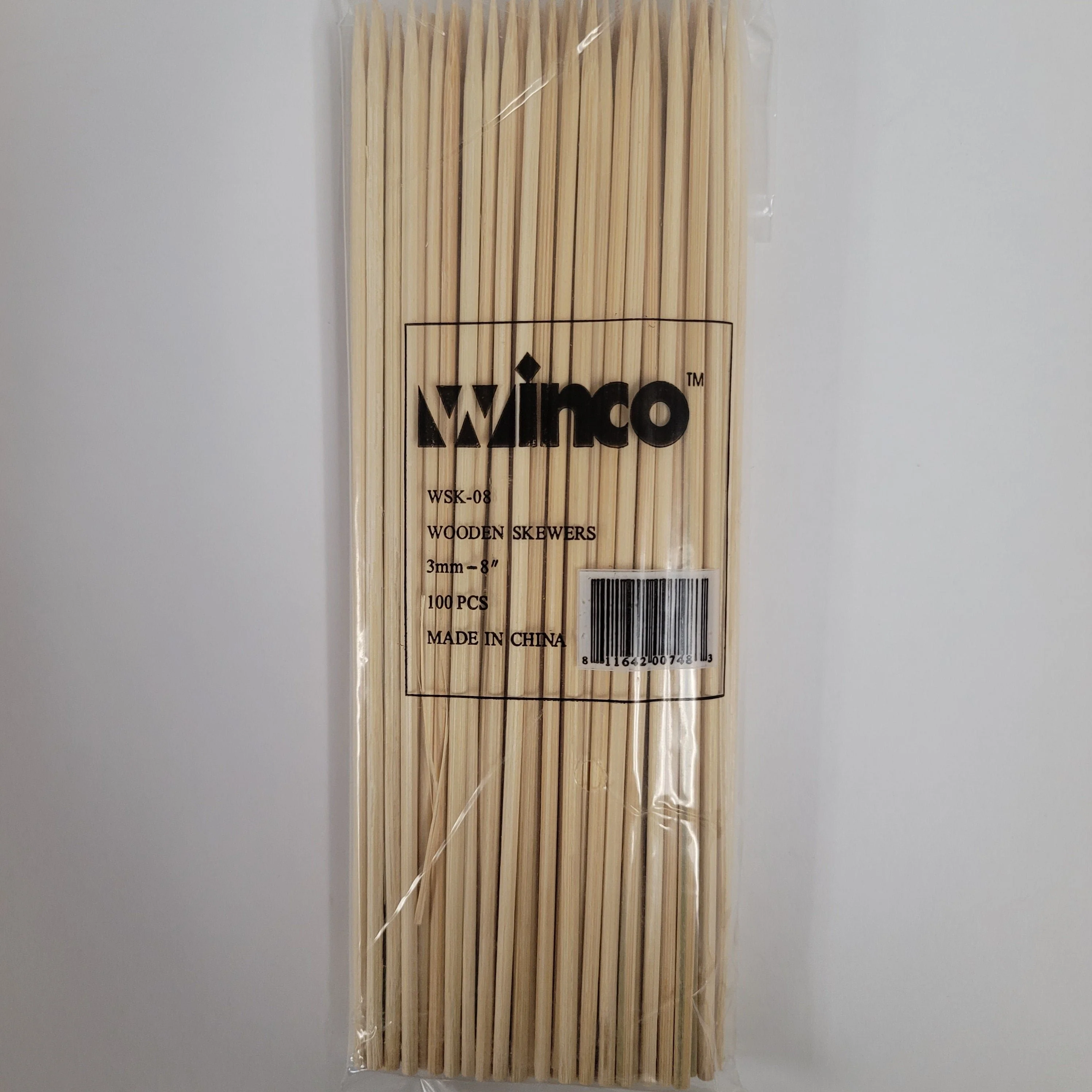 Winco Wooden Skewers 3 mm - 8" (100 pcs )